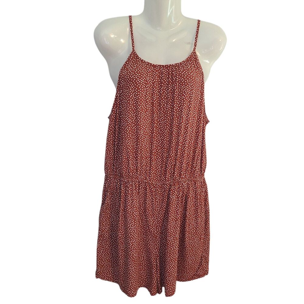 Old Navy Polka Dot Romper Sz L  Keyhole Back Pockets Boho Retro Indie Beachy